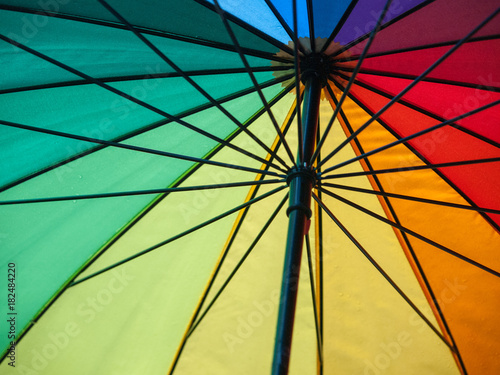 Colorful umbrella in the rain