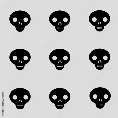 skull seamless pattern black on grey background vector