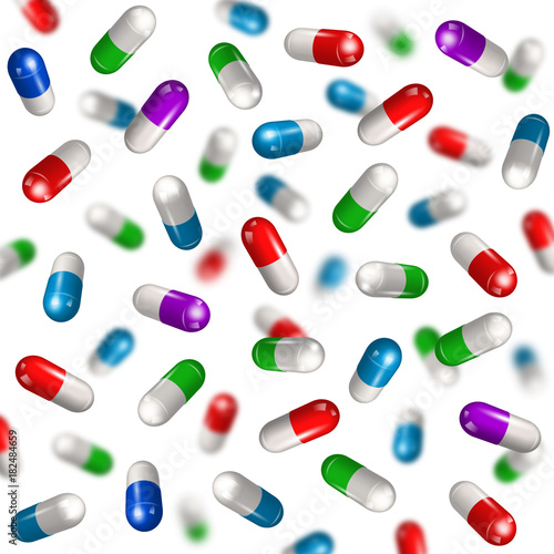 vector illustration of the falling pills