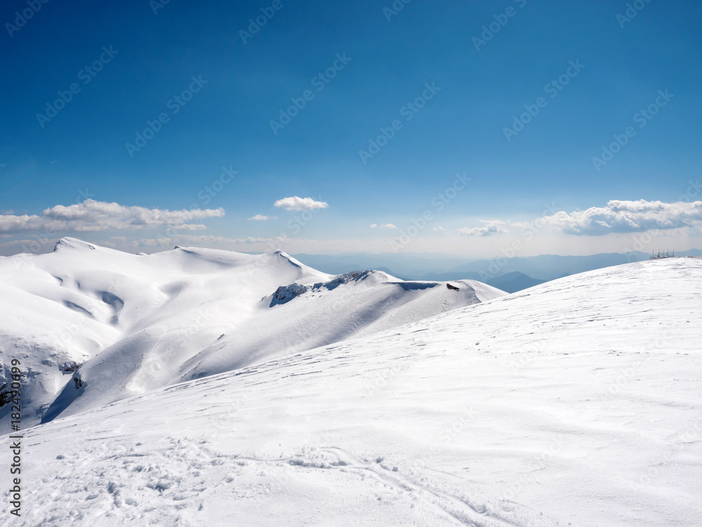 landscape of mountain with snow
