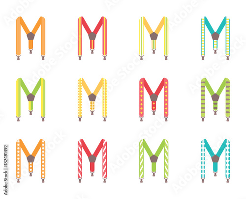 A set of men's suspenders. Suspenders vector illustration