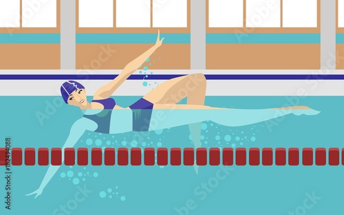 athletic woman swimming 