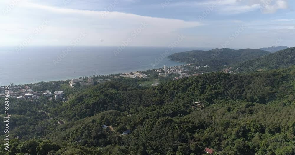 Ascending aerial drone shot over Phuket Hills and beaches, Thailand Ascending aerial drone shot over Phuket Hills and beaches, Thailand