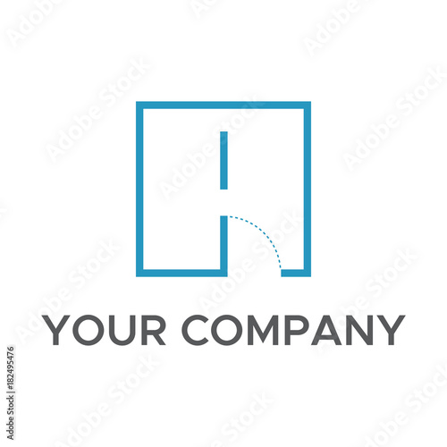 Initial letter A logo home and interior sketches