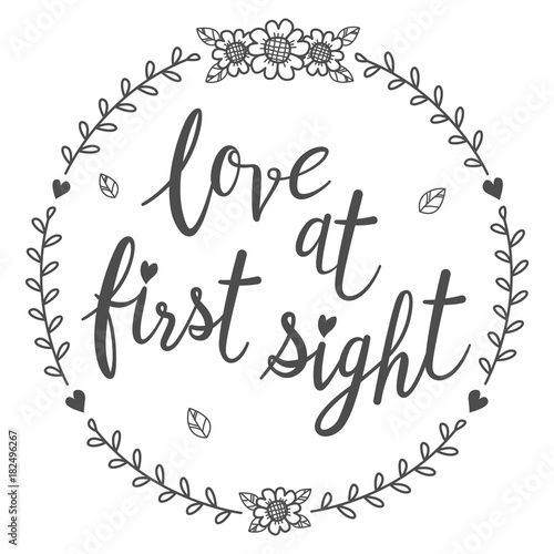 Love at First sight calligraphy isolated qoutes.