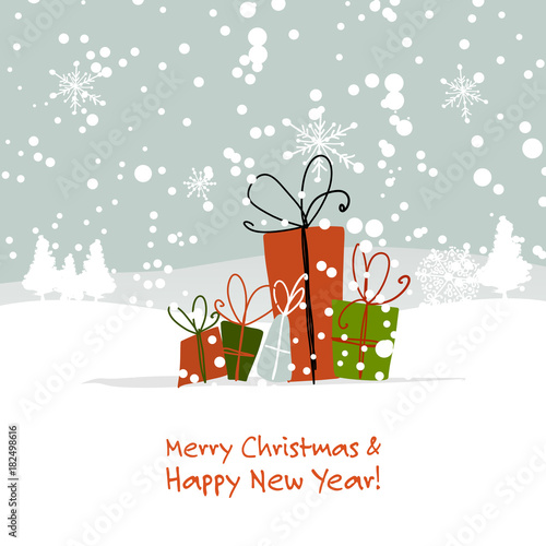 Christmas gifts, greeting card for your design