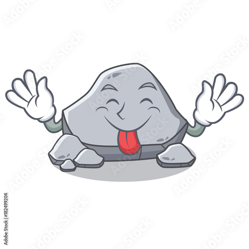 Tongue out stone character cartoon style