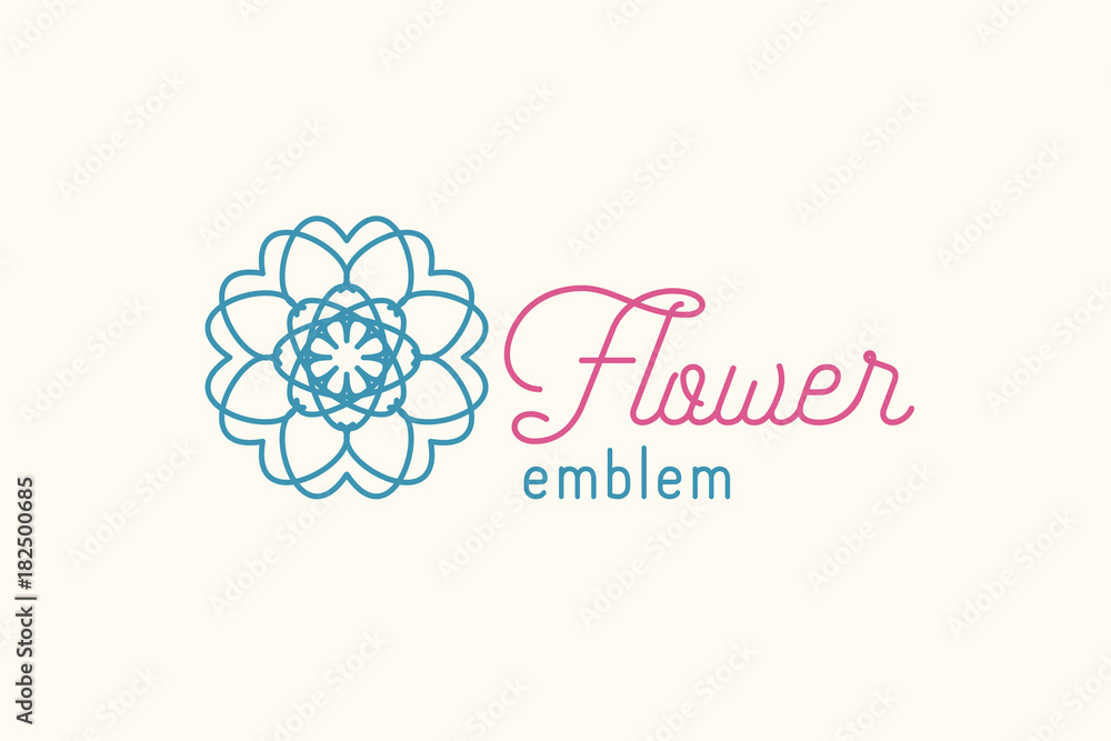 Vector Flower Store Linear Emblem Vector Flower Store Linear Emblem