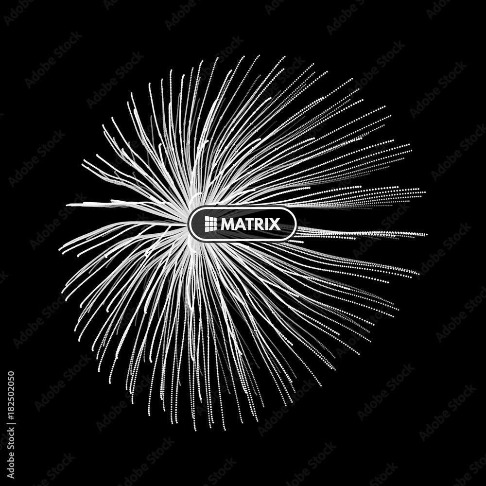 Naklejka premium Array with dynamic particles. 3d futuristic technology style. Abstract background. Vector illustration.