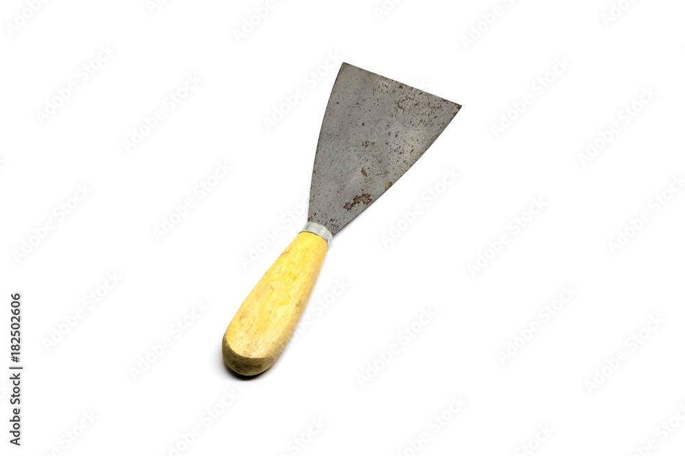Old Putty Knife Isolated on White Background