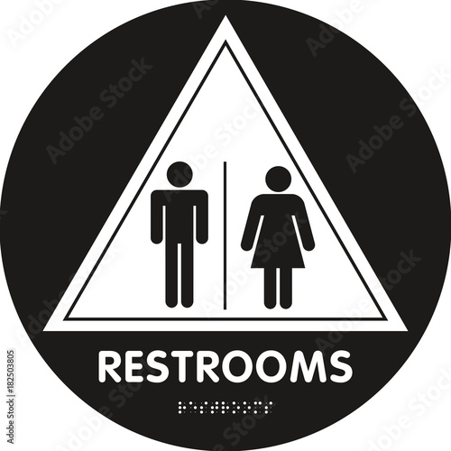 Restroom Sign triangle with braille