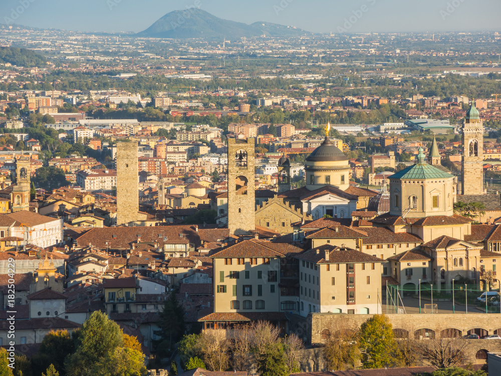 Bergamo. One of the beautiful city in Italy. Lombardia. Landscape on the old city from Saint Vigilio