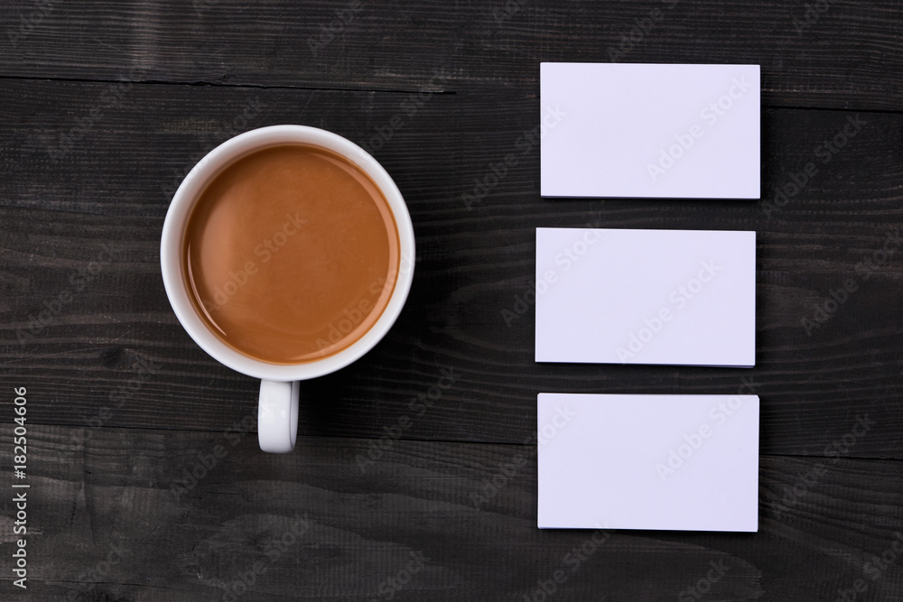 Mock-up with business cards. Template for branding identity on wooden background. Mock-up with business cards. Template for branding identity on wooden background.
