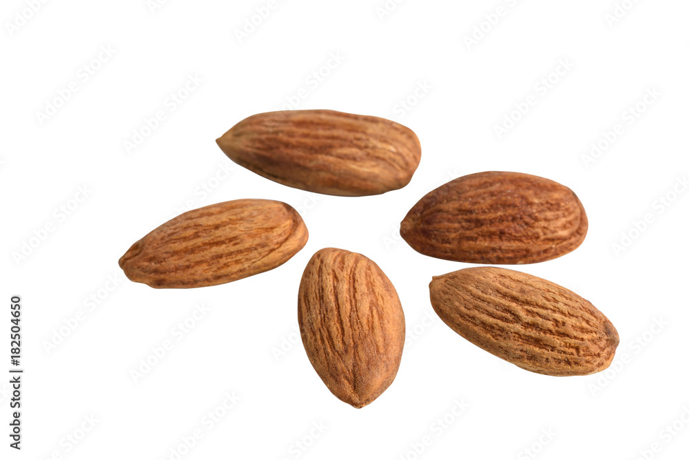 Peeled almonds isolated on white background Peeled almonds isolated on white background