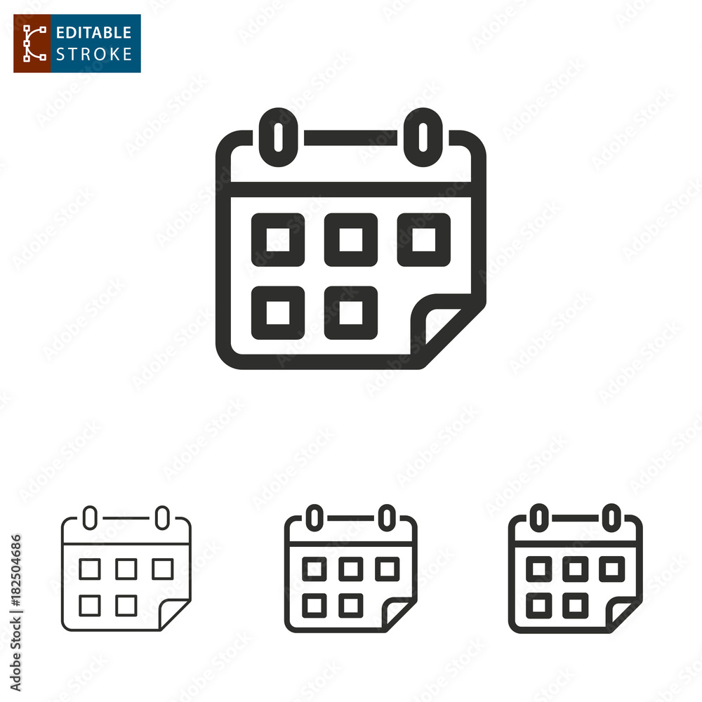 Calendar - outline vector icon. Editable stroke. Calendar - outline vector icon. Editable stroke.