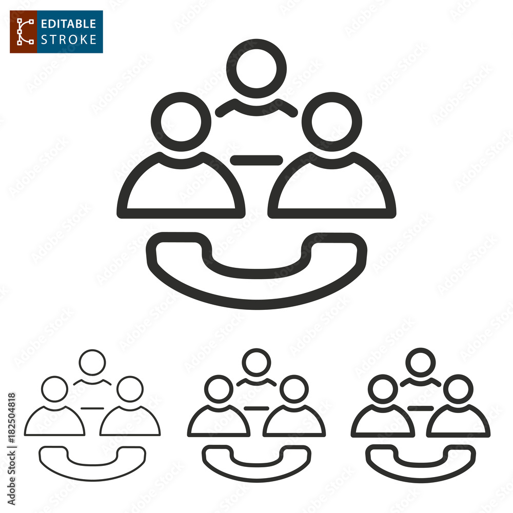 Conference call - outline vector icon. Editable stroke. Conference call - outline vector icon. Editable stroke.