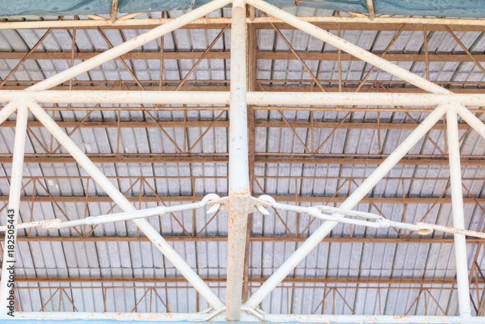 ceiling roof  Metal Sheet old   structure in building indoor