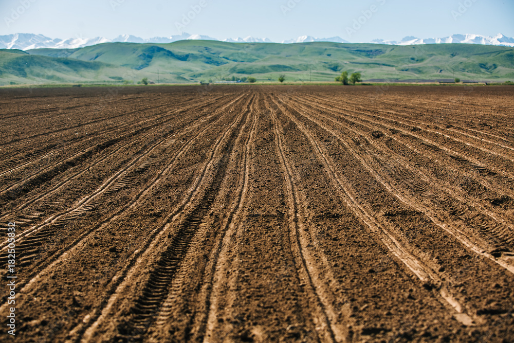 arable land in the highlands. Agricultural work. arable land in the highlands. Agricultural work.