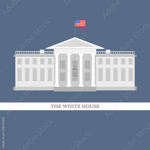 Vector illustration of white house flat style building. The white house in Washington DC.