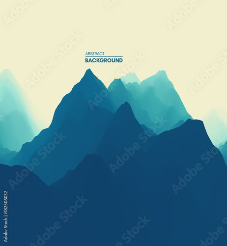 Mountain landscape. Mountainous terrain. Vector illustration. Abstract background.