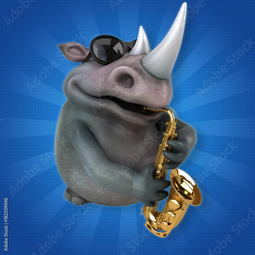 Fun rhino - 3D Illustration