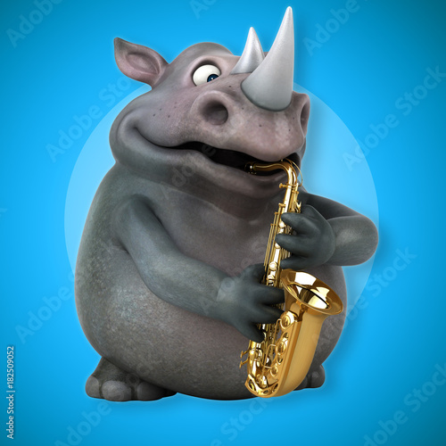 Fun rhino - 3D Illustration