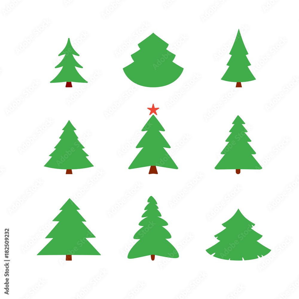 christmas tree vector icon set