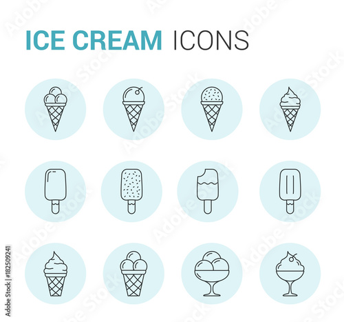 Ice Cream Line Icons
