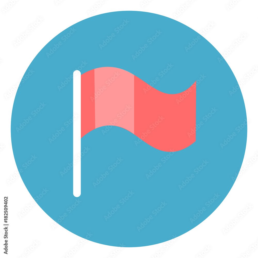 Flag Icon Web Button On Round Blue Background Flat Vector Illustration Flag Icon Web Button On Round Blue Background Flat Vector Illustration