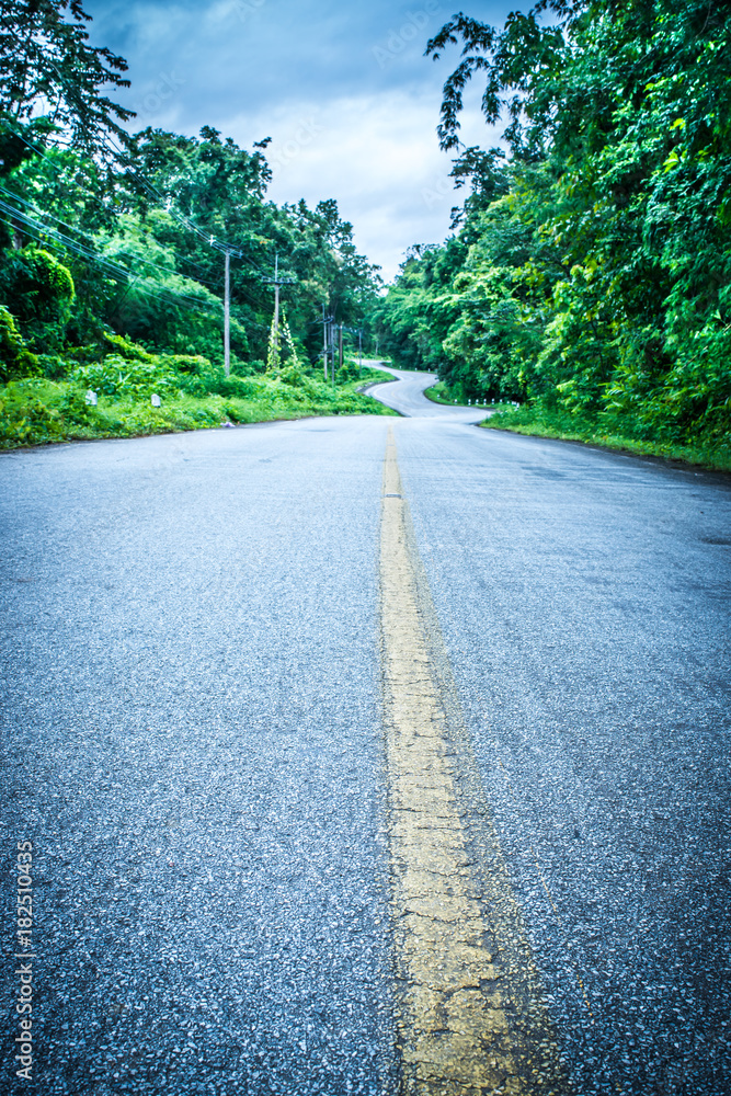 curve of  asphalt road, North of thailand