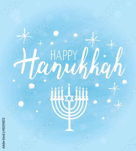 Vector illustration of Happy Hanukkah. 