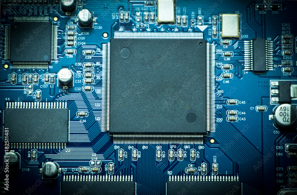 Fototapeta premium PCB board, computer board for use as background