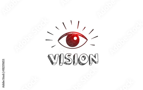 Business strategy concept. Metaphor of intuition and vision. Vector hand drawn sketch