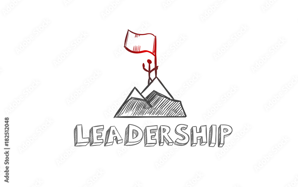 Leadership vector hand drawn Infographic concept. Business strategy, financial managament and office illustration