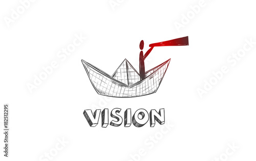 Business strategy concept. Metaphor of intuition and vision. Vector hand drawn sketch