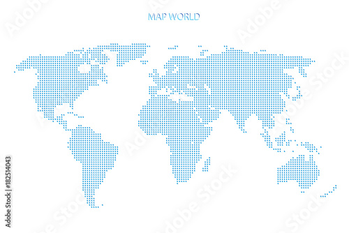 World map of blue dots background. Dotted world map silhoeutte isolated on white  vector illustration  template  concept earth icon social media