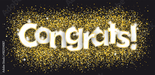 Congrats Golden Confetti Black Background