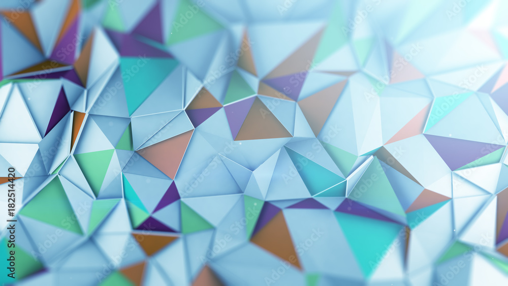 Mutlicolor low poly 3D surface abstract render - obrazy, fototapety, plakaty 
