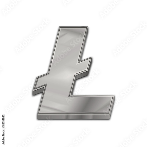 Silver litecoin symbol isolated web vector icon. Litecoin trendy 3d style vector icon. Raised symbol illustration. Silver litecoin crypto currency sign.