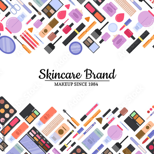 Vector flat style makeup and skincare background