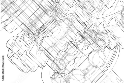 Gearbox sketch. Vector
