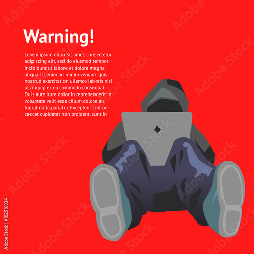 Warning hacker attack vector illustration design concept