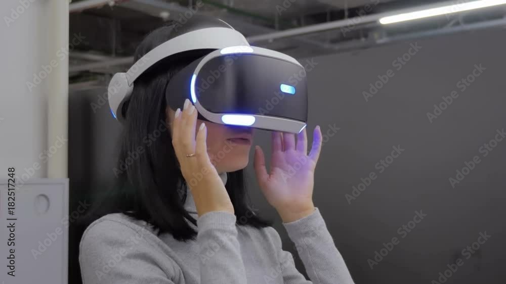 The girl in glasses of a virtual reality. The girl in glasses of a virtual reality.