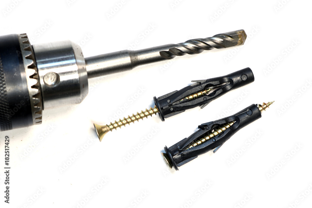 Screws with wall plugs. Dowel. Wall anchors. Screws with wall plugs. Dowel. Wall anchors.