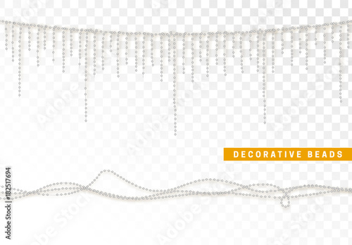 String beads realistic isolated. Decorative design element bead.