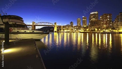 twilight view of Burrard Bridge in Vancovuer, BC, Canada photo