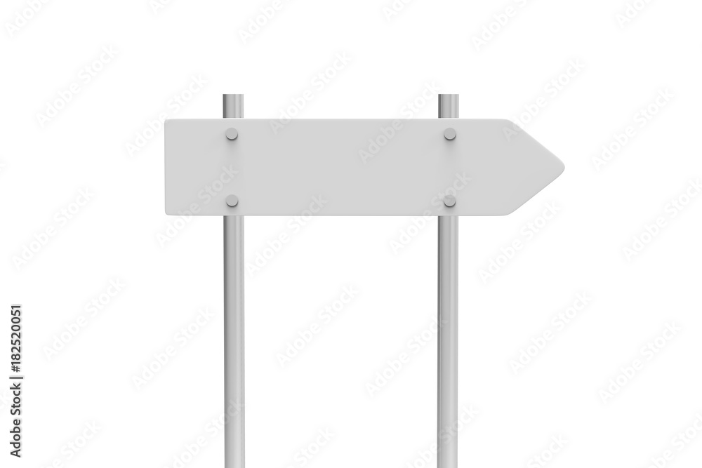 Road sign on isolated white background, 3d illustration