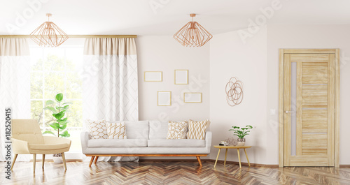 Living room interior 3d rendering