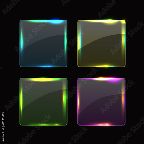 Glass banner, realistic vector illustration