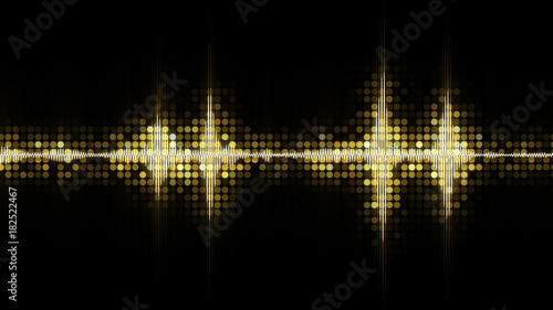 Yellow audio waveform equal...